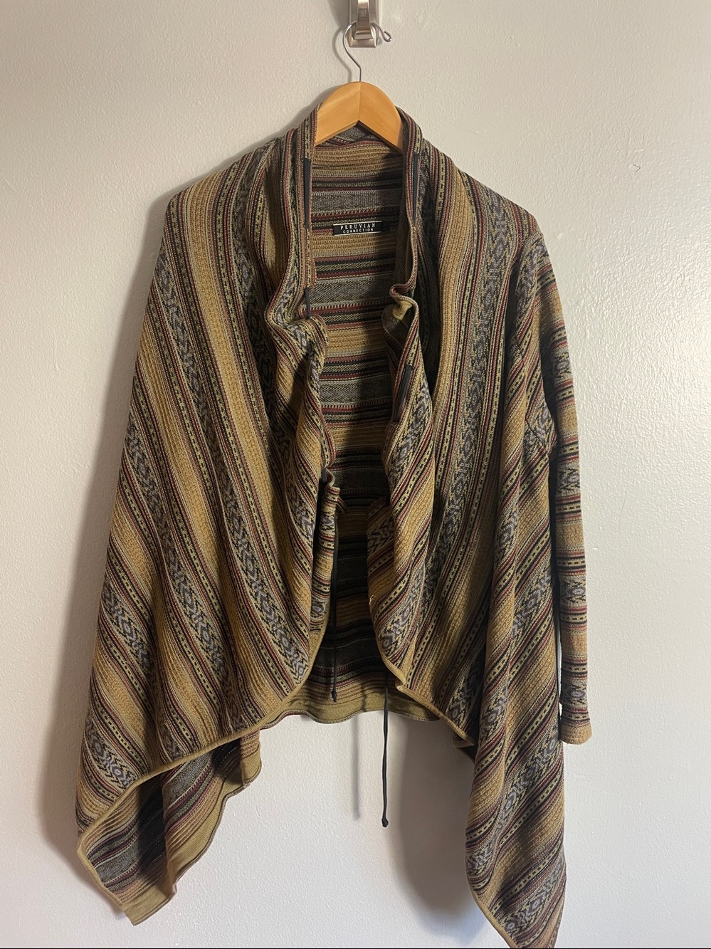 Peruvian Connection Pima‎ Cotton Open Cardigan Sweater Size XL